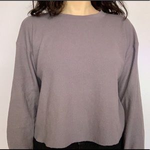 Pastel purple long sleeve top semi-cropped